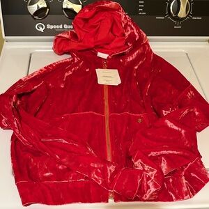 Fabletics Velvet Zip-Up in Rich Red